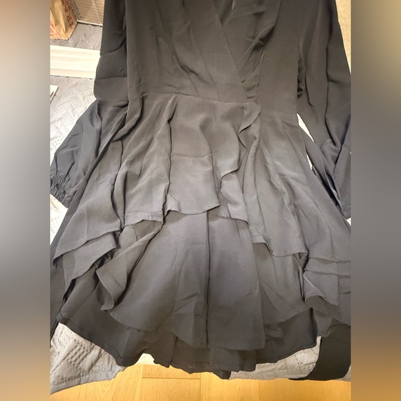 Black Long Sleeve Wrap Dress Belted Plus Size 2X Midi - Picture 4 of 8